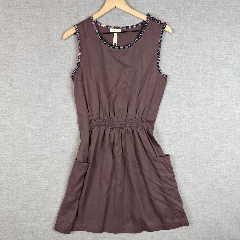 Matilda Jane Dress Womens Medium Brown Sleeveless Pockets Elastic Waist Boho